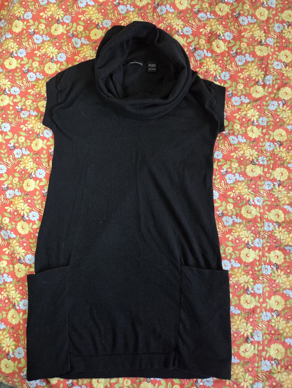Cowl Neck Black Sweater Dress